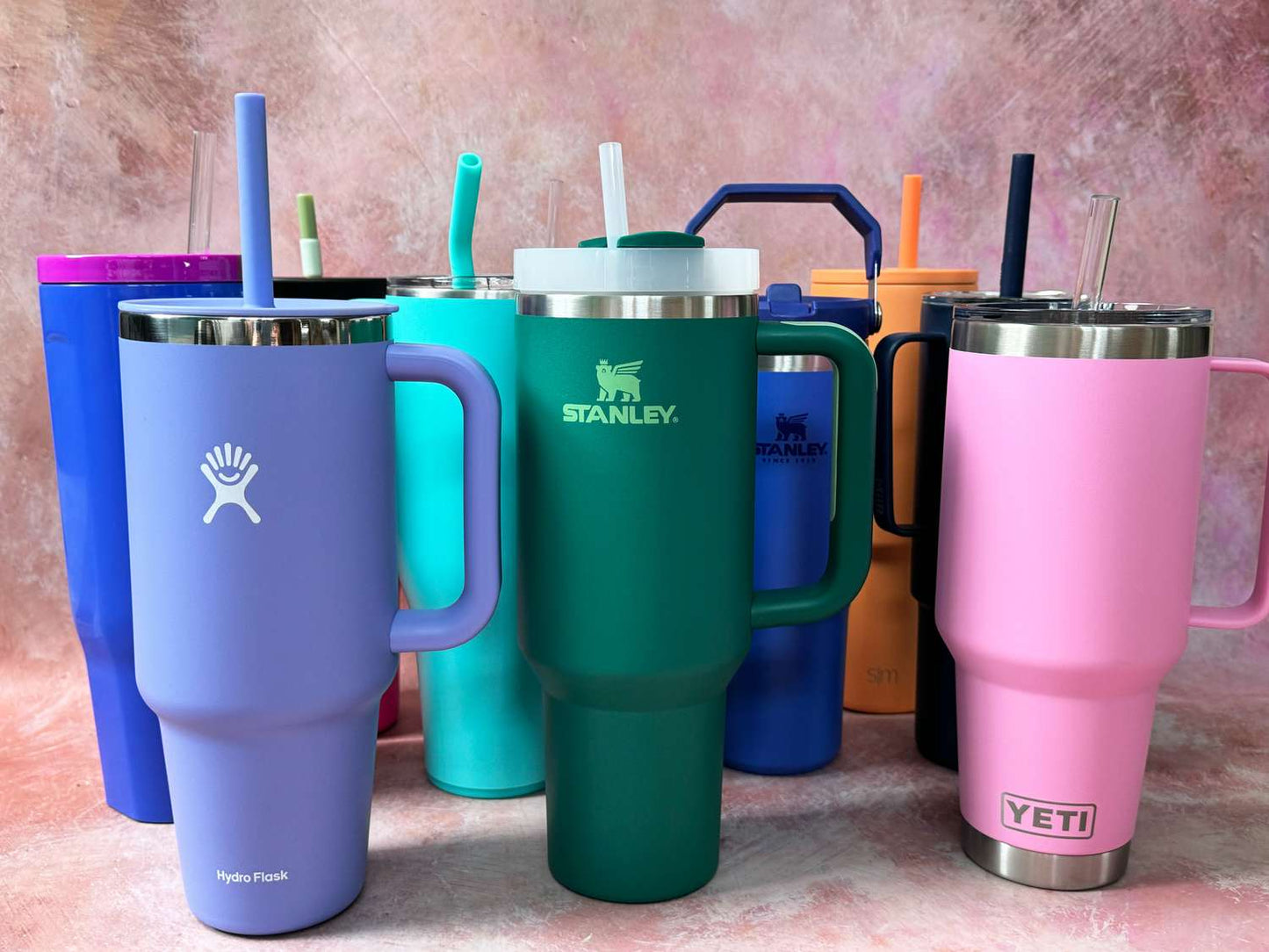 Insulated Tumbler With Handle Straw 40oz Stainless Steel Vacuum Cup Thermal Mug For Ice Coffee Travel Car Cup (random Color)